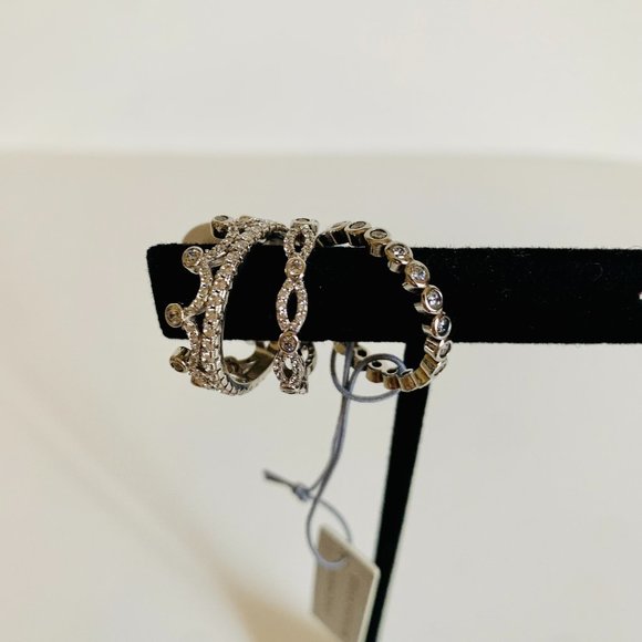 STELLA PICCIOTTO STACKABLE STERLING SILVER SET OF 3 RINGS CROWN WITH STONES - Picture 1 of 9